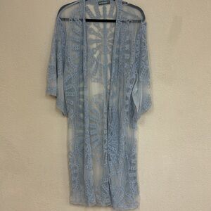 Elegant Blue Lace Swim Coverup